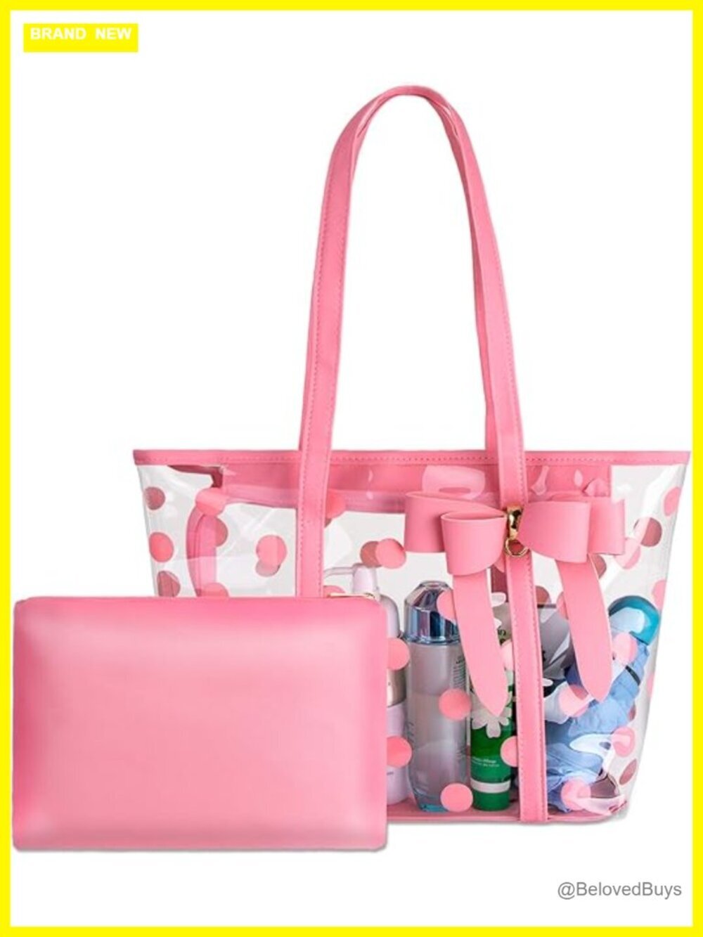 Clear PVC Vinyl Tote Bag with Inner Zipper Pouch